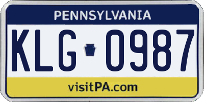 PA license plate KLG0987