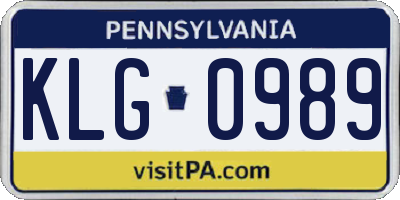 PA license plate KLG0989