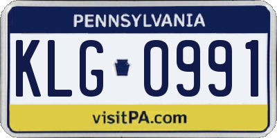 PA license plate KLG0991