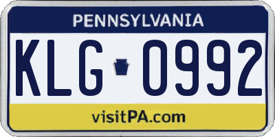 PA license plate KLG0992