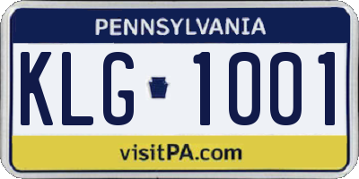 PA license plate KLG1001