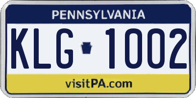 PA license plate KLG1002