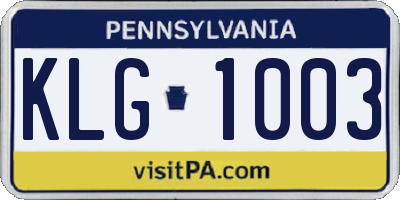 PA license plate KLG1003