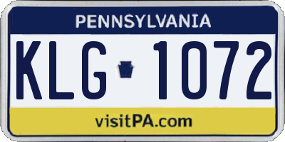 PA license plate KLG1072