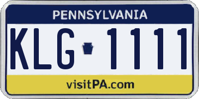 PA license plate KLG1111