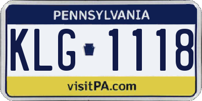 PA license plate KLG1118