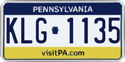 PA license plate KLG1135