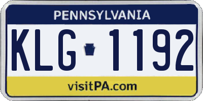PA license plate KLG1192