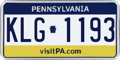 PA license plate KLG1193