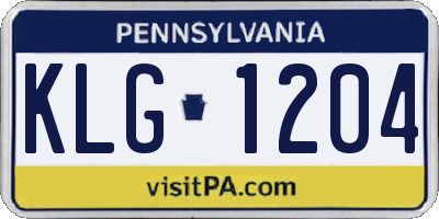 PA license plate KLG1204