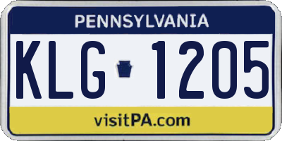 PA license plate KLG1205