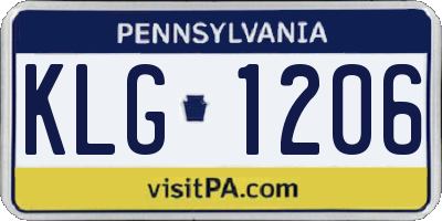 PA license plate KLG1206
