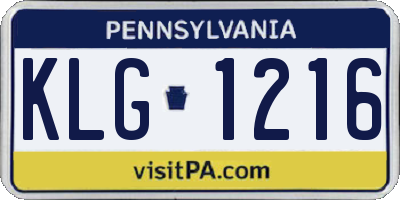 PA license plate KLG1216