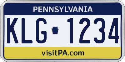 PA license plate KLG1234