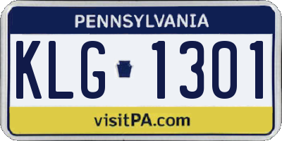 PA license plate KLG1301