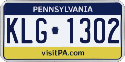 PA license plate KLG1302