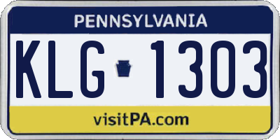PA license plate KLG1303