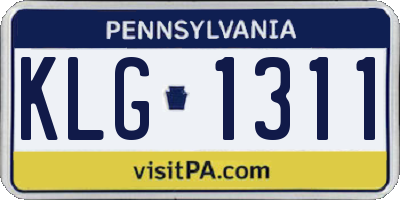 PA license plate KLG1311