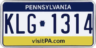 PA license plate KLG1314