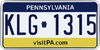 PA license plate KLG1315