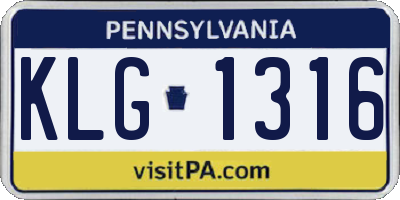 PA license plate KLG1316