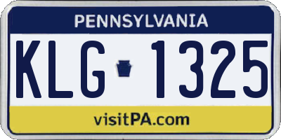 PA license plate KLG1325