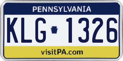 PA license plate KLG1326