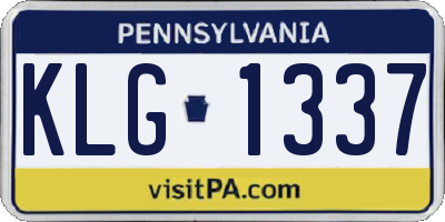PA license plate KLG1337