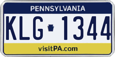 PA license plate KLG1344