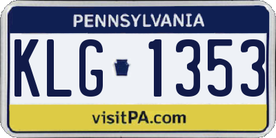 PA license plate KLG1353