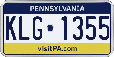 PA license plate KLG1355