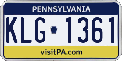 PA license plate KLG1361