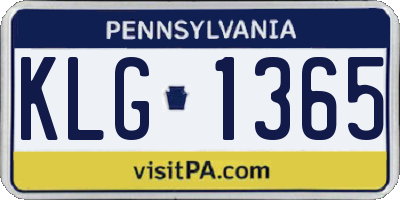 PA license plate KLG1365