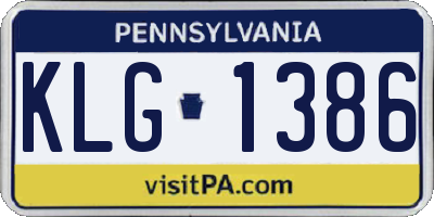 PA license plate KLG1386