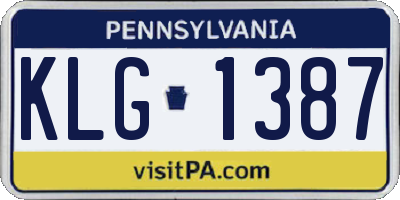 PA license plate KLG1387