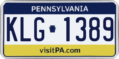 PA license plate KLG1389