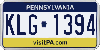 PA license plate KLG1394