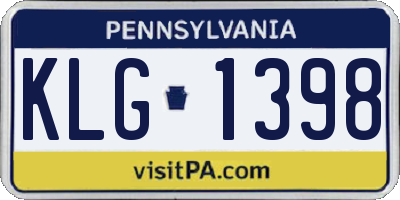 PA license plate KLG1398