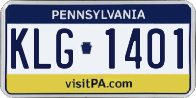 PA license plate KLG1401