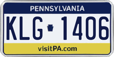PA license plate KLG1406