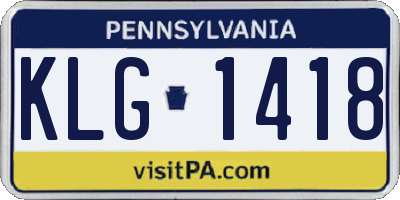 PA license plate KLG1418