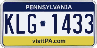 PA license plate KLG1433