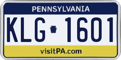 PA license plate KLG1601