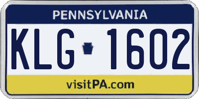 PA license plate KLG1602