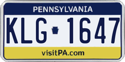 PA license plate KLG1647