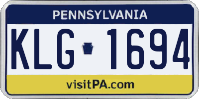PA license plate KLG1694