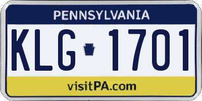 PA license plate KLG1701