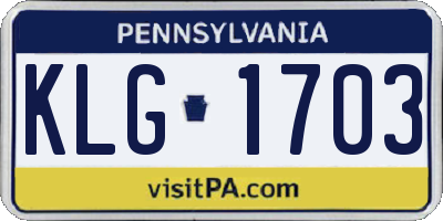 PA license plate KLG1703