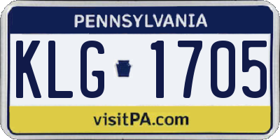 PA license plate KLG1705