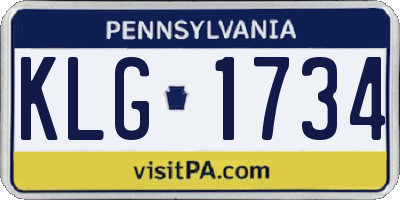 PA license plate KLG1734